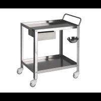 15220-TABLE DE PANSEMENT 2 PLATEAUX AVEC CUVETTE ET 1 TIROIR