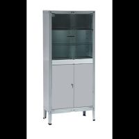 15229-VITRINE MEDICALE 2 PORTES VITREES AVEC SERRURE ET 2 PORTES METALLIQUES AVEC SERRURE