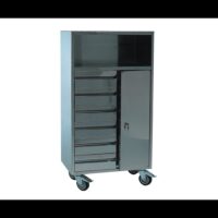 15255-CHARIOT D ANESTHESIE 1 ETAGERE 4 TIROIRS 1 ARMOIRE