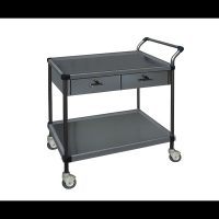 19752-CHARIOT INOX 2 PLATEAUX-2 TIROIRS